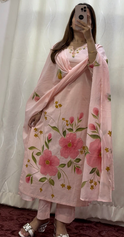 Blush pink Cotton Kurti set