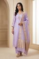 Lavender Silk Kurti Set with Gold Zari Embroidery