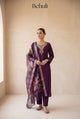 Purple Embroidered Kurti Set with Floral Dupatta