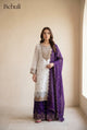 Ivory & Purple Palazzo Suit Set with Gold Embroidery