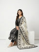Black Block Shimmer Silk Kurti Set