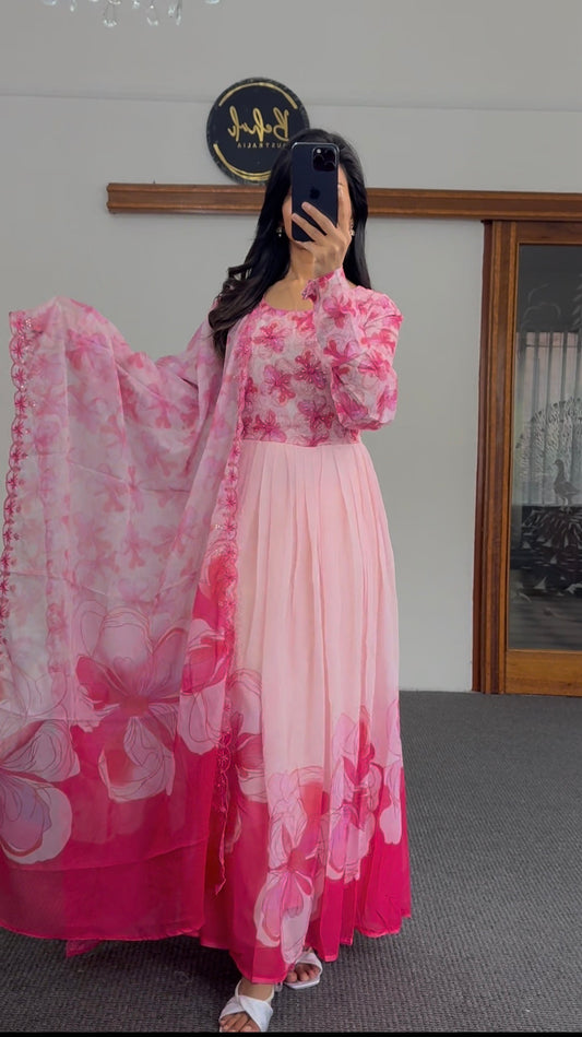 Pink Anarkali set