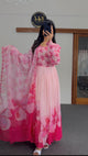 Pink Floral Anarkali Kurta Set