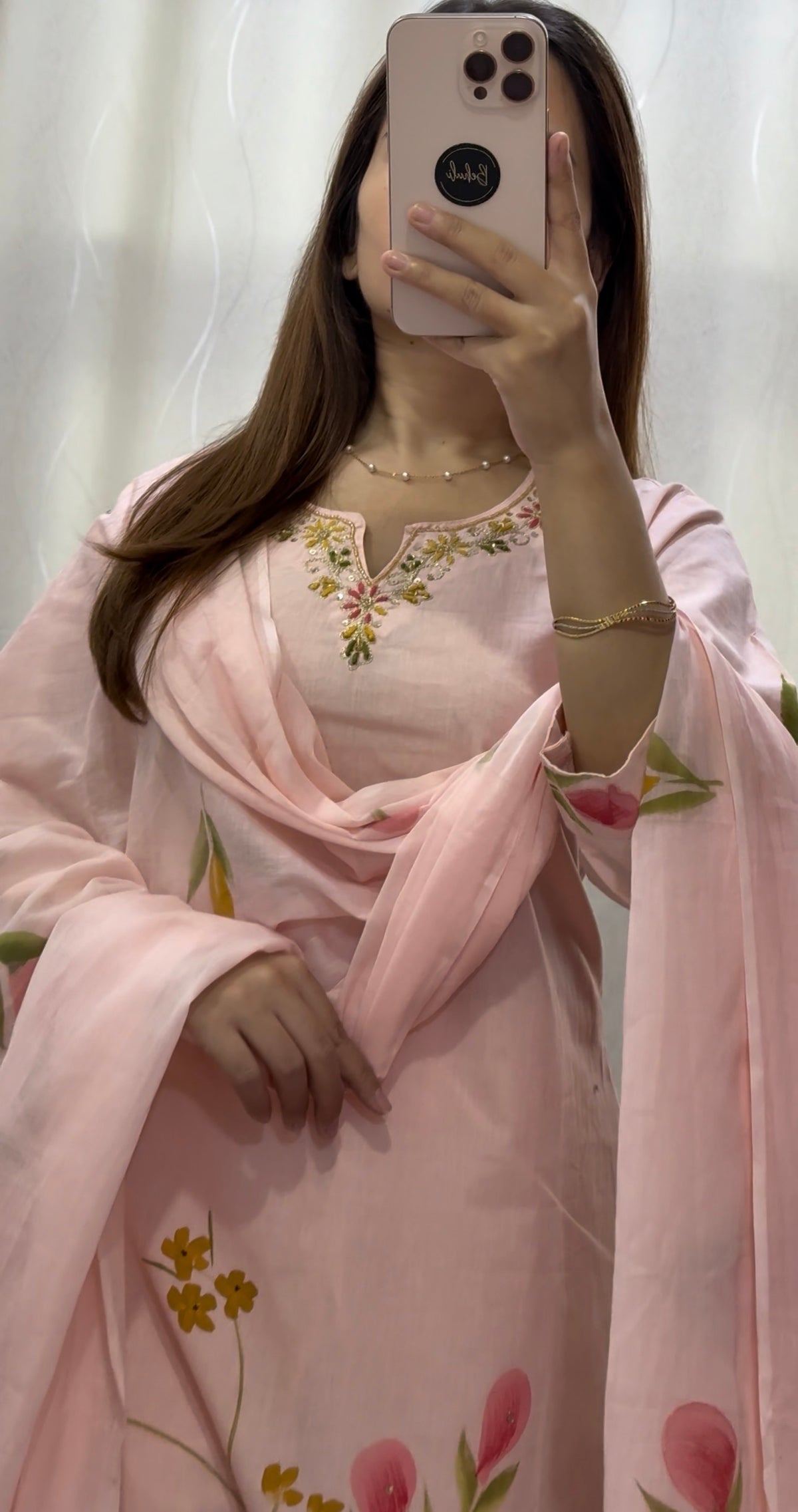 Blush pink Cotton Kurti set