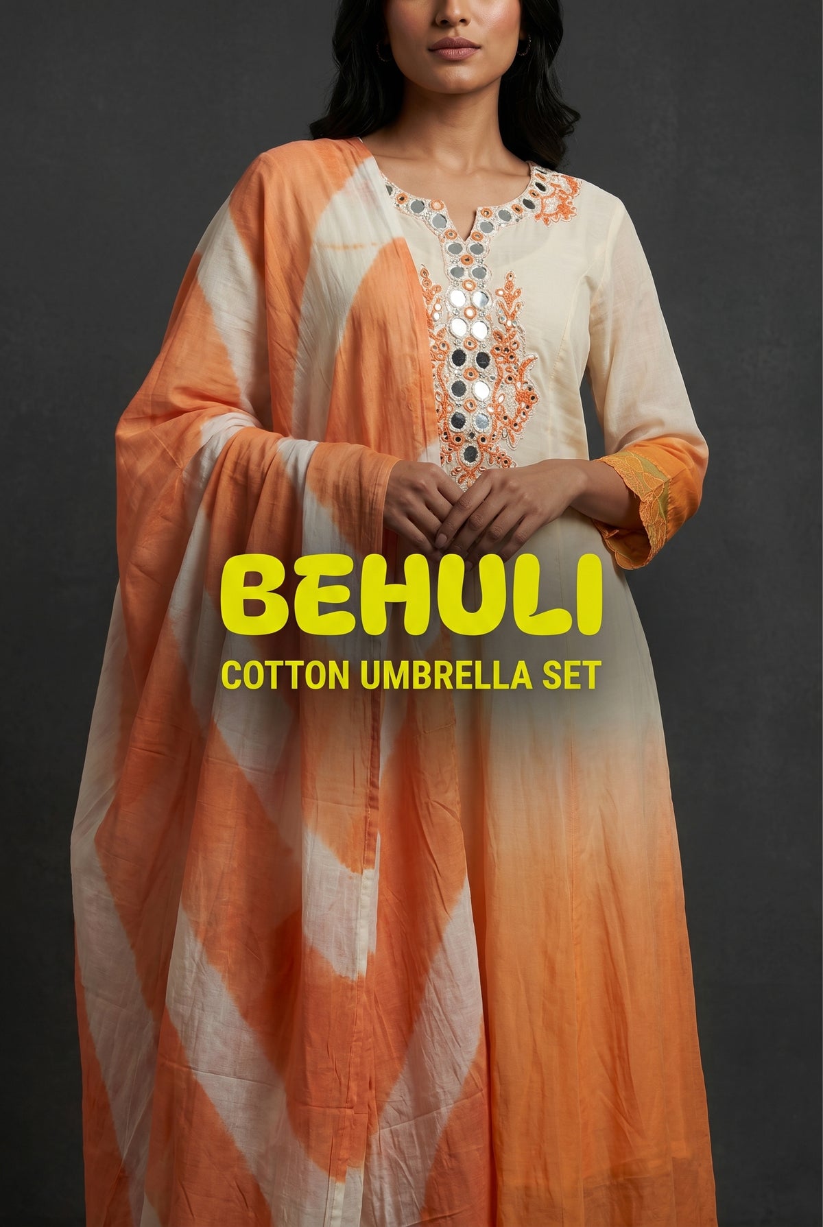 Cotton umbrella Anarkali kurta set with dupatta — Behuli Australia