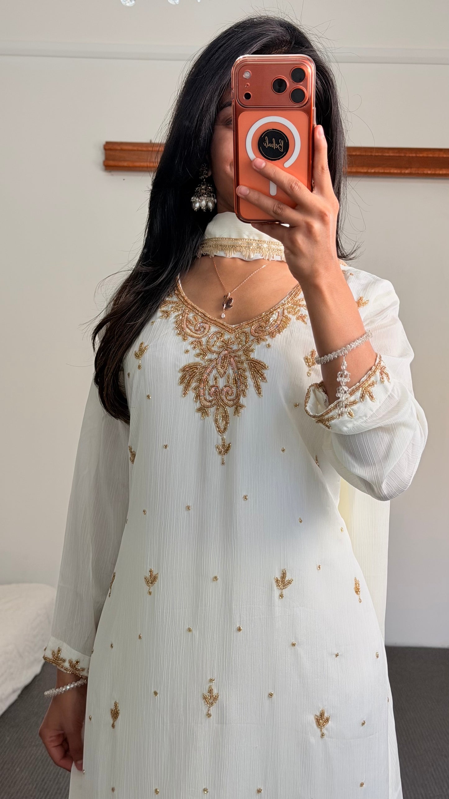 A line Kurti  set in white