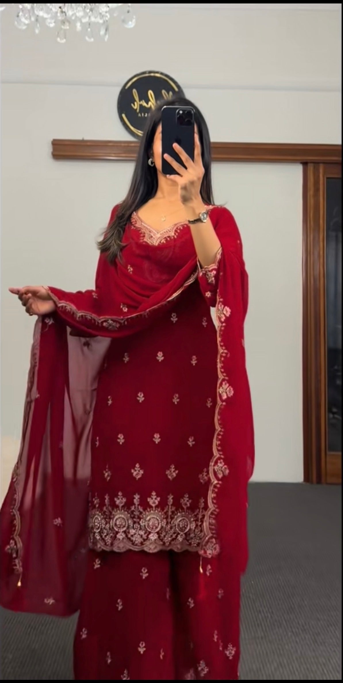 Georgette Kurti with divider plazzo