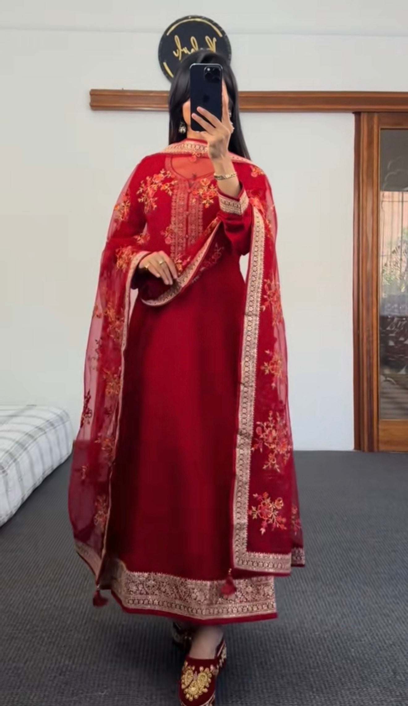 Royal Blood Red Anarkali Set