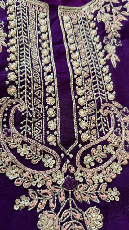 Royal purple Chinon palazzo suit set — Behuli Australia — additional view 3