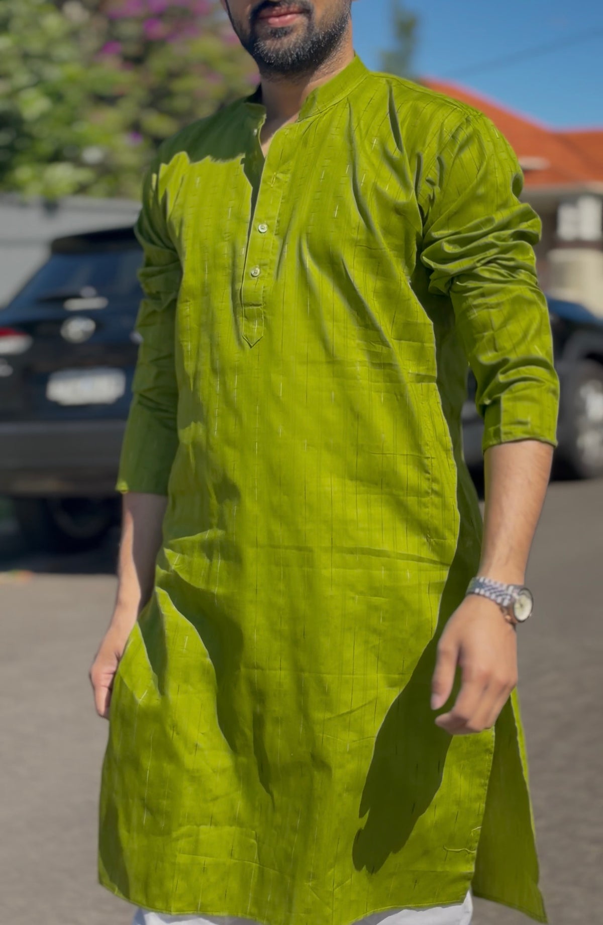 Olive  Cotton Men's Kurti