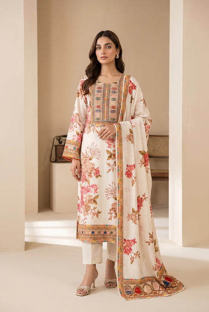 Ivory floral embroidered palazzo kurti set with multicolour detail — Behuli Australia — alternate view 4