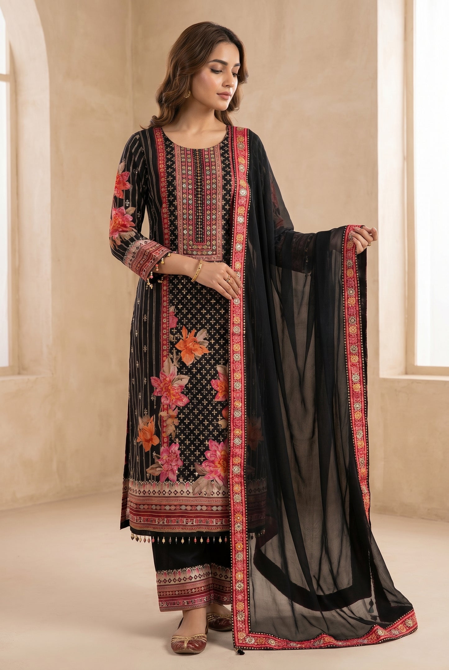 Muslin silk Kurti set