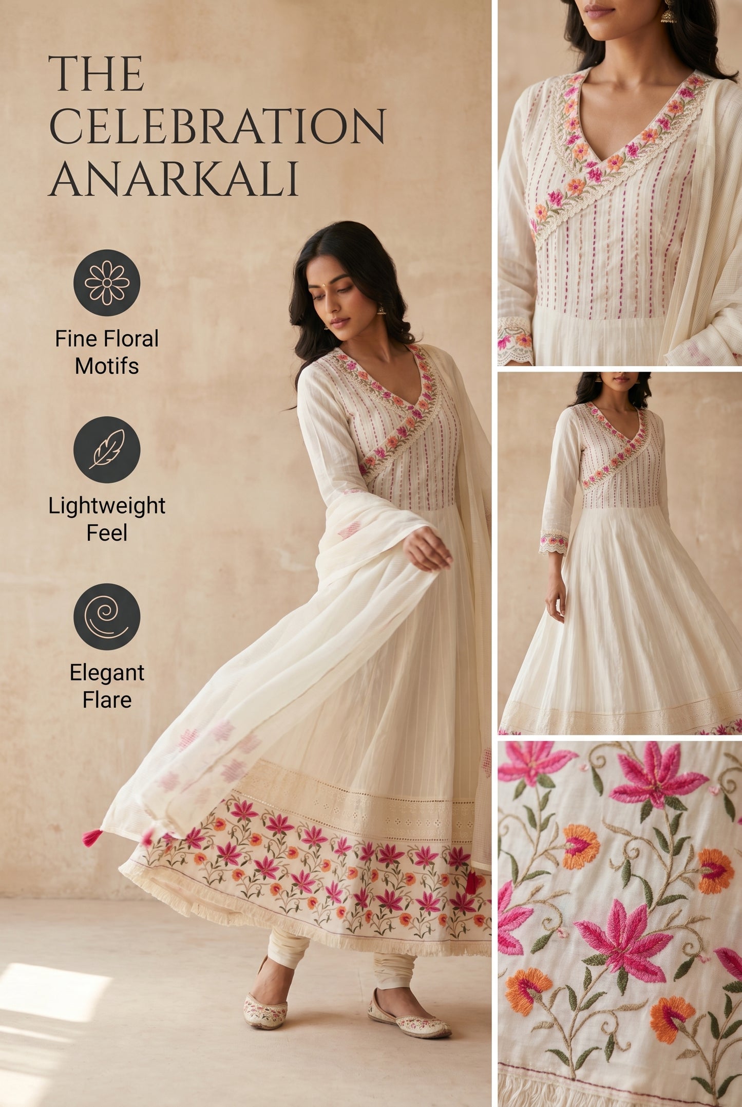 Off-White Anarkali Set