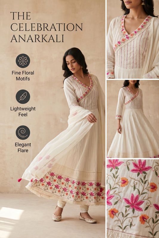 Off-White Anarkali Set