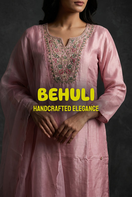 Light Pink Shimmer Kurti Set