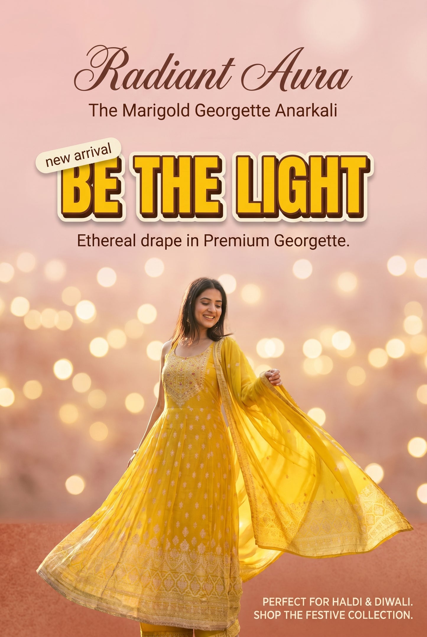 Radiant Aura — The Marigold Georgette Anarkali (Umbrella)
