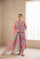 Lavender Anarkali with Floral Embroidery & Multicolour Dupatta