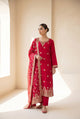 Red Embroidered Kurti Set with Floral Dupatta