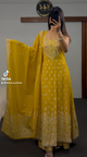 Marigold Georgette Anarkali Umbrella Set