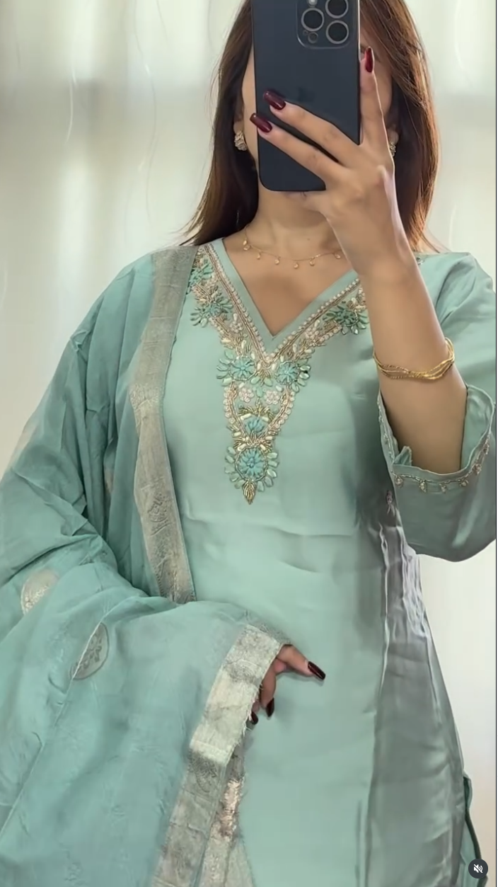 Mix silk Kurti set