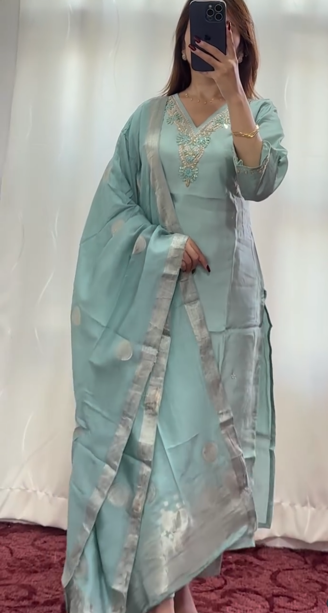 Mix silk Kurti set
