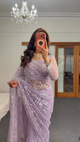 Lavender Sequin Embellished Georgette Saree