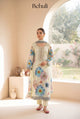 Ivory Floral Printed Kurti Set with Embroidered Neckline