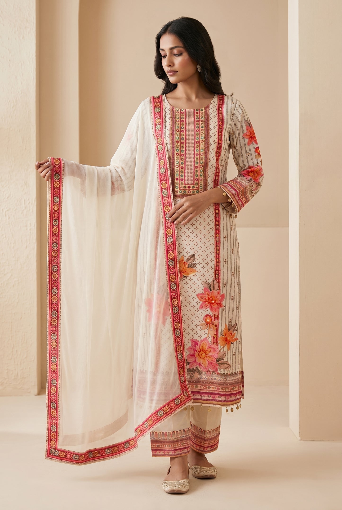 Muslin silk Kurti set