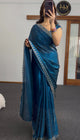 Teal Sequin Fendy Fabric Silk Saree