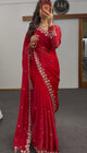 Red Sequin Fendy Fabric Silk Saree