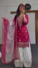 Fuchsia Zari-style Silk divider Suit Set