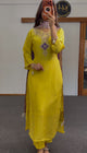 Mustard Zari-style Muslin Silk Kurti Set