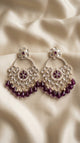 Amethyst Kundan Chandbali Earrings with Purple Bead Drops
