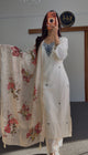 Ivory Floral Silk Kurti Set