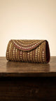 Maroon Embroidered Clutch Bag with Gold Beadwork Detailing