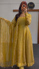 Mustard Yellow Anarkali with Sequin Embroidery & Dupatta