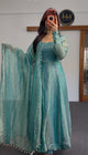Teal Anarkali Gown in Salsa Fabric with Sequin Detailing