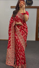 Red Floral  silk Saree(Khaddi)