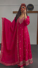 Fuchsia Gold-tone Georgette Anarkali
