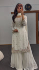 Ivory Floral Georgette sharara Suit Set