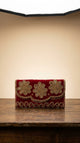 Maroon Velvet Embroidered Clutch Bag with Gold Beadwork