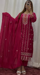 Fuchsia White Cotton Kurti Set