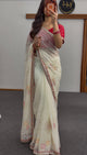 Ivory Floral Georgette Saree