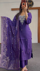 Purple Silver Soft Silk Kurti Set