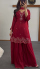 Maroon Mirror Chinon Palazzo Suit Set