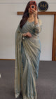 Sage Grey Saree with Sequin & Stone Embroidered Border