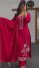 Fuchsia Floral Silk Kurti Set
