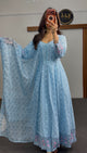 Blue Floral Georgette Anarkali