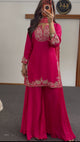 Fuchsia Gold-toned Dola Silk Palazzo Suit Set