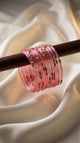 Pink Glitter Bangles Set with Gold & Pearl Beadwork